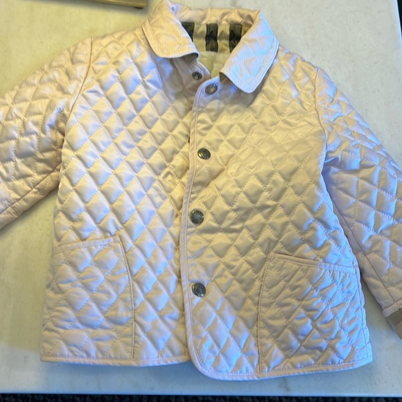 Burberry Other - Girls pale pink Burberry quilted jacket size 18 months
